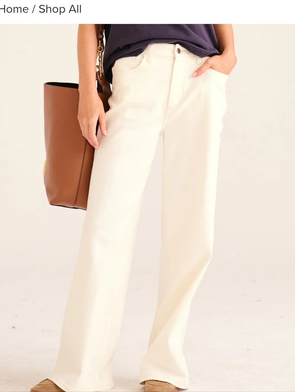 NAADAM Soft Denim Wide Leg Pant In the  Color Milk Size  0